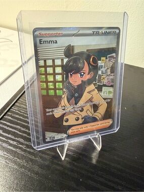 Pokemon Trainer Supporter Emma Full Art Card - Brown, Black, Blue Accents